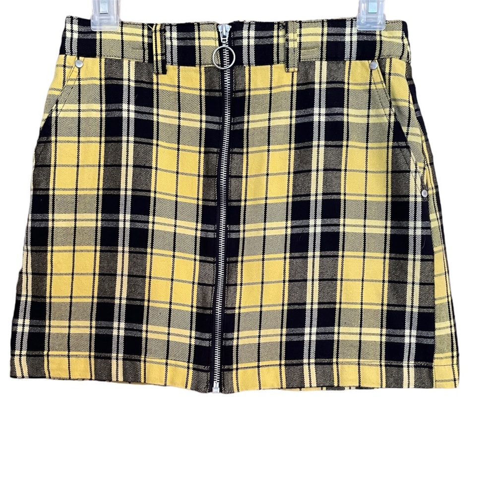 Forever 21 Juniors Size Small Yellow and Black Plaid Mini Skirt